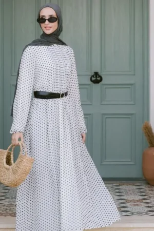 Polka Dot Chiffon Maxi Dress